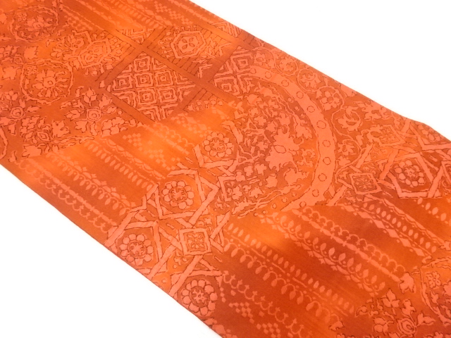 更紗模様織り出し　袋帯